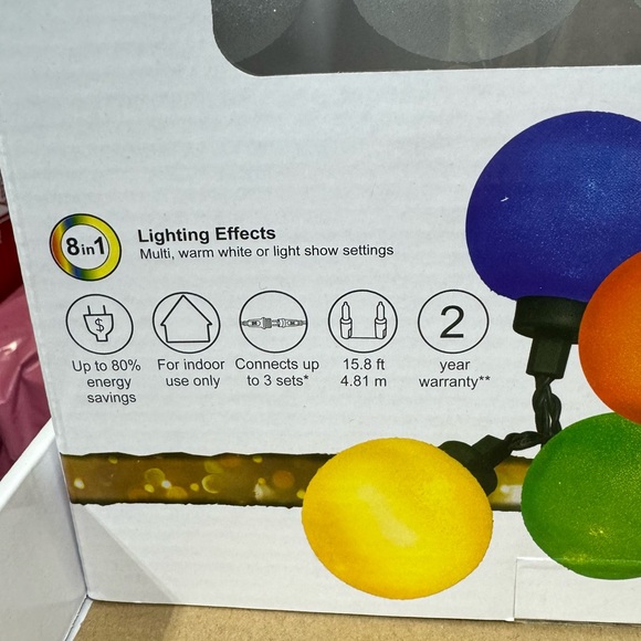 GE Color Choice 20-Count Multi-function Warm White/Multicolor LED G50 Ice Lights - Picture 2 of 9